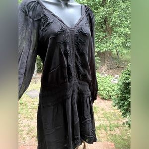 Leifsdottir sheer silk long sleeve embroidered tunic top/ mini skirt.